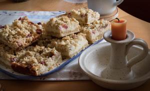 Rhubarb Crumble Traybake Recipe | Rustle Up
