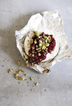 Roasted Camembert with Plum Jam & Crushed Pistachios Recipe | Rustle Up