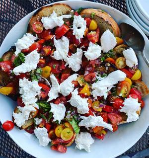 Sourdough Toast with Chunky Tomato Salsa, Mozzarella & Red Onion Chimichurri Recipe | Rustle Up