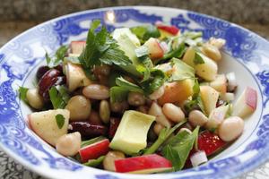 Crisp Apple, Mint, and Three-Bean Salad with Avocado & Red Onion Recipe | Rustle Up
