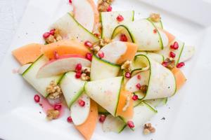 Courgette Salad with Melon, Pomegranate & Walnuts Recipe | Rustle Up