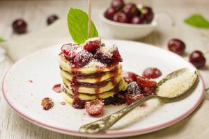Cherry & Coconut Pancakes Recipe | Rustle Up