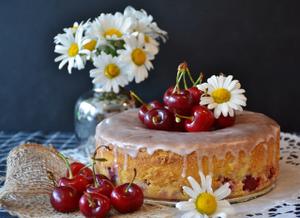 Cherry Bakewell Cake with Lemon Icing Recipe | Rustle Up