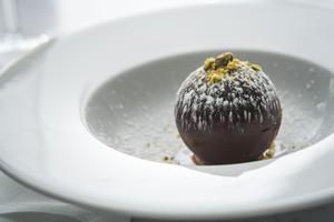 Chocolate Covered Cake Balls with Crushed Pistachios Recipe | Rustle Up