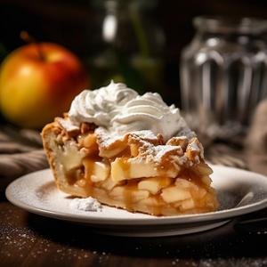 Apple Pecan Pie Topped with Whipped Cream & Caramel Drizzle Recipe | Rustle Up