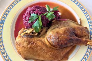 Roasted Duck with Sauerkraut & Red Wine Gravy Recipe | Rustle Up