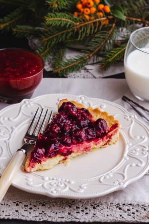 Cherry Tart Topped with Sticky Cherries Recipe | Rustle Up