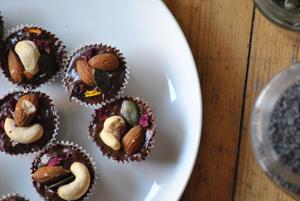 All-Chocolate Mini Cupcake topped with Nuts Recipe | Rustle Up