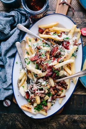 Crispy Bacon and Wild Mushroom Loaded Fries Recipe | Rustle Up
