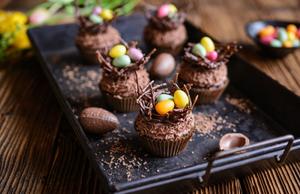 Double Chocolate Cupcakes with Chocolate Nest Toppings Recipe | Rustle Up