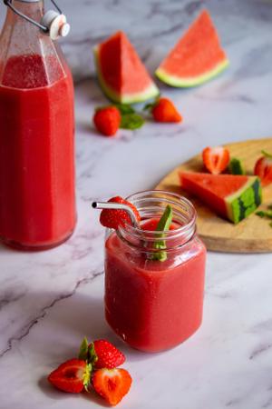 Refreshing Strawberry & Watermelon Juice Recipe | Rustle Up